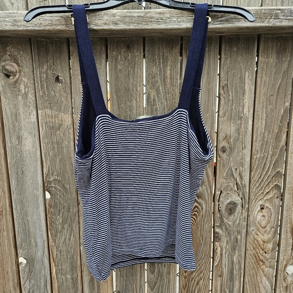 Lauren Ralph Lauren Navy and White Striped Adjustable-strap Tank Size L - Picture 12 of 14